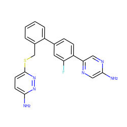 Nc1cnc(-c2ccc(-c3ccccc3CSc3ccc(N)nn3)cc2F)cn1 ZINC000224734154