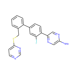 Nc1cnc(-c2ccc(-c3ccccc3CSc3ccncn3)cc2F)cn1 ZINC000224744927