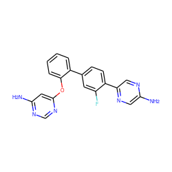 Nc1cnc(-c2ccc(-c3ccccc3Oc3cc(N)ncn3)cc2F)cn1 ZINC000224770937