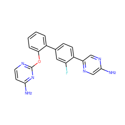 Nc1cnc(-c2ccc(-c3ccccc3Oc3nccc(N)n3)cc2F)cn1 ZINC000224755524