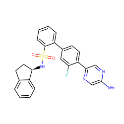 Nc1cnc(-c2ccc(-c3ccccc3S(=O)(=O)N[C@@H]3CCc4ccccc43)cc2F)cn1 ZINC000212163375