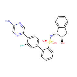 Nc1cnc(-c2ccc(-c3ccccc3S(=O)(=O)N[C@@H]3c4ccccc4C[C@H]3O)cc2F)cn1 ZINC000224804117