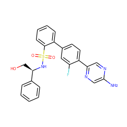 Nc1cnc(-c2ccc(-c3ccccc3S(=O)(=O)N[C@H](CO)c3ccccc3)cc2F)cn1 ZINC000224788066