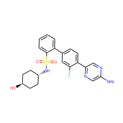 Nc1cnc(-c2ccc(-c3ccccc3S(=O)(=O)N[C@H]3CC[C@H](O)CC3)cc2F)cn1 ZINC000473224143