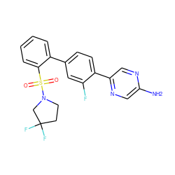 Nc1cnc(-c2ccc(-c3ccccc3S(=O)(=O)N3CCC(F)(F)C3)cc2F)cn1 ZINC000212121851
