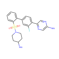 Nc1cnc(-c2ccc(-c3ccccc3S(=O)(=O)N3CCC(N)CC3)cc2F)cn1 ZINC000212135712