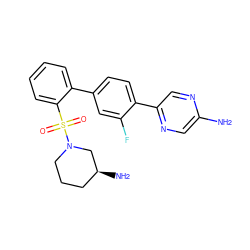 Nc1cnc(-c2ccc(-c3ccccc3S(=O)(=O)N3CCC[C@H](N)C3)cc2F)cn1 ZINC000212140705
