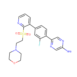 Nc1cnc(-c2ccc(-c3cccnc3S(=O)(=O)CCN3CCOCC3)cc2F)cn1 ZINC000224770342