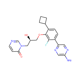 Nc1cnc(-c2ccc(C3CCC3)c(OC[C@H](O)Cn3cnccc3=O)c2F)cn1 ZINC000224546446