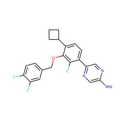 Nc1cnc(-c2ccc(C3CCC3)c(OCc3ccc(F)c(F)c3)c2F)cn1 ZINC000212111472
