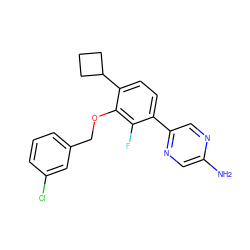 Nc1cnc(-c2ccc(C3CCC3)c(OCc3cccc(Cl)c3)c2F)cn1 ZINC000212111681