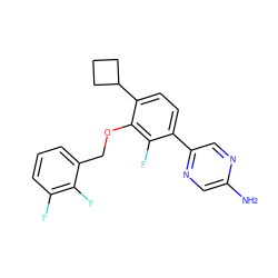 Nc1cnc(-c2ccc(C3CCC3)c(OCc3cccc(F)c3F)c2F)cn1 ZINC000212111369