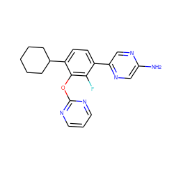 Nc1cnc(-c2ccc(C3CCCCC3)c(Oc3ncccn3)c2F)cn1 ZINC000224558603