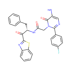 Nc1cnc(-c2ccc(F)cc2)n(CC(=O)N[C@@H](Cc2ccccc2)C(=O)c2nc3ccccc3s2)c1=O ZINC000028756819