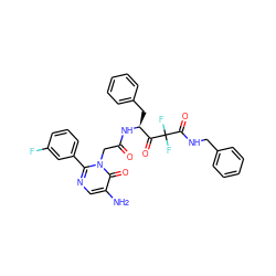 Nc1cnc(-c2cccc(F)c2)n(CC(=O)N[C@@H](Cc2ccccc2)C(=O)C(F)(F)C(=O)NCc2ccccc2)c1=O ZINC000028757290