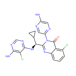 Nc1cnc(-n2c([C@@H](Nc3ncnc(N)c3Cl)C3CC3)nc3cccc(Cl)c3c2=O)cn1 ZINC001772637570