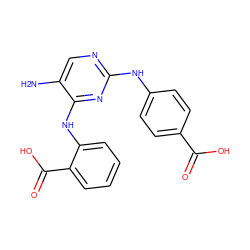 Nc1cnc(Nc2ccc(C(=O)O)cc2)nc1Nc1ccccc1C(=O)O ZINC000087613212