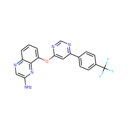 Nc1cnc2cccc(Oc3cc(-c4ccc(C(F)(F)F)cc4)ncn3)c2n1 ZINC000014974120