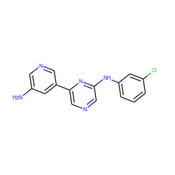 Nc1cncc(-c2cncc(Nc3cccc(Cl)c3)n2)c1 ZINC000013648360