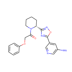 Nc1cncc(-c2nc([C@H]3CCCCN3C(=O)COc3ccccc3)no2)c1 ZINC000143575366