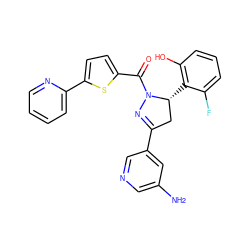 Nc1cncc(C2=NN(C(=O)c3ccc(-c4ccccn4)s3)[C@H](c3c(O)cccc3F)C2)c1 ZINC000071335082