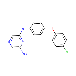 Nc1cncc(Nc2ccc(Oc3ccc(Cl)cc3)cc2)n1 ZINC000084618708