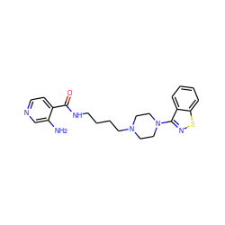 Nc1cnccc1C(=O)NCCCCN1CCN(c2nsc3ccccc23)CC1 ZINC000013760425