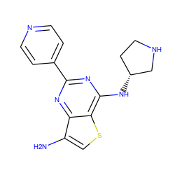 Nc1csc2c(N[C@@H]3CCNC3)nc(-c3ccncc3)nc12 ZINC000149085793