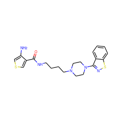 Nc1cscc1C(=O)NCCCCN1CCN(c2nsc3ccccc23)CC1 ZINC000013760427