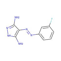 Nc1n[nH]c(N)c1N=Nc1cccc(F)c1 ZINC000261112946