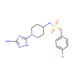 Nc1n[nH]c(N2CCC(NS(=O)(=O)Cc3ccc(Br)cc3)CC2)n1 ZINC001772642646