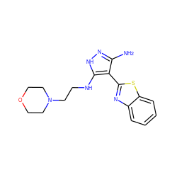 Nc1n[nH]c(NCCN2CCOCC2)c1-c1nc2ccccc2s1 ZINC000114400261