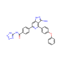 Nc1n[nH]c2cc(-c3ccc(C(=O)Nc4nnn[nH]4)cc3)nc(-c3ccc(Oc4ccccc4)cc3)c12 ZINC000068249013