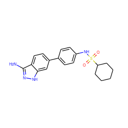 Nc1n[nH]c2cc(-c3ccc(NS(=O)(=O)C4CCCCC4)cc3)ccc12 ZINC000299826397