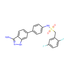 Nc1n[nH]c2cc(-c3ccc(NS(=O)(=O)Cc4cc(F)ccc4F)cc3)ccc12 ZINC000299823552