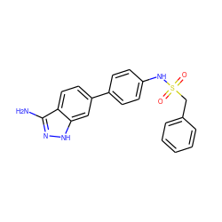 Nc1n[nH]c2cc(-c3ccc(NS(=O)(=O)Cc4ccccc4)cc3)ccc12 ZINC000299824996