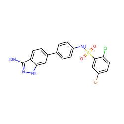 Nc1n[nH]c2cc(-c3ccc(NS(=O)(=O)c4cc(Br)ccc4Cl)cc3)ccc12 ZINC000299841439