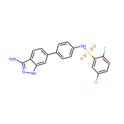 Nc1n[nH]c2cc(-c3ccc(NS(=O)(=O)c4cc(Cl)ccc4F)cc3)ccc12 ZINC000299818576