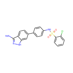 Nc1n[nH]c2cc(-c3ccc(NS(=O)(=O)c4ccccc4Cl)cc3)ccc12 ZINC000299822751