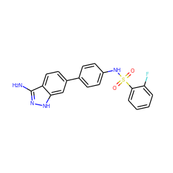 Nc1n[nH]c2cc(-c3ccc(NS(=O)(=O)c4ccccc4F)cc3)ccc12 ZINC000299840901