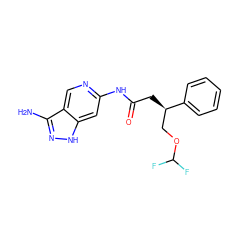 Nc1n[nH]c2cc(NC(=O)C[C@H](COC(F)F)c3ccccc3)ncc12 ZINC001772608948