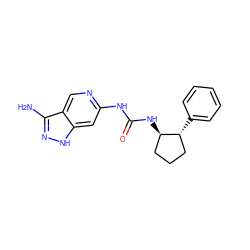 Nc1n[nH]c2cc(NC(=O)N[C@@H]3CCC[C@H]3c3ccccc3)ncc12 ZINC001772588637