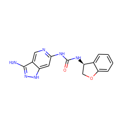 Nc1n[nH]c2cc(NC(=O)N[C@@H]3COc4ccccc43)ncc12 ZINC001772637943