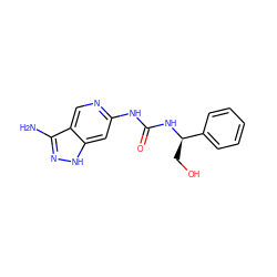 Nc1n[nH]c2cc(NC(=O)N[C@H](CO)c3ccccc3)ncc12 ZINC001772647431