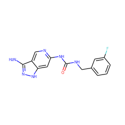 Nc1n[nH]c2cc(NC(=O)NCc3cccc(F)c3)ncc12 ZINC001772630989