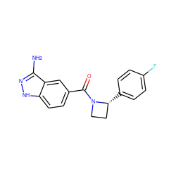 Nc1n[nH]c2ccc(C(=O)N3CC[C@H]3c3ccc(F)cc3)cc12 ZINC001772605798