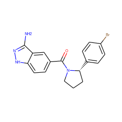 Nc1n[nH]c2ccc(C(=O)N3CCC[C@H]3c3ccc(Br)cc3)cc12 ZINC001772585729