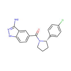 Nc1n[nH]c2ccc(C(=O)N3CCC[C@H]3c3ccc(Cl)cc3)cc12 ZINC001772585255