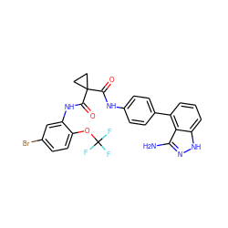 Nc1n[nH]c2cccc(-c3ccc(NC(=O)C4(C(=O)Nc5cc(Br)ccc5OC(F)(F)F)CC4)cc3)c12 ZINC001772632146