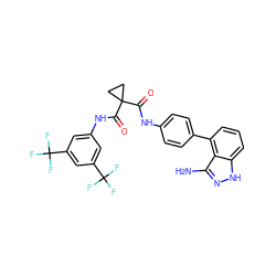 Nc1n[nH]c2cccc(-c3ccc(NC(=O)C4(C(=O)Nc5cc(C(F)(F)F)cc(C(F)(F)F)c5)CC4)cc3)c12 ZINC001772598513